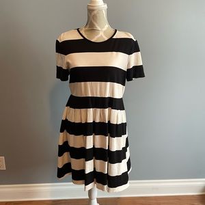 Stripe Vogue Dress in Black & White - Pink Tartan
